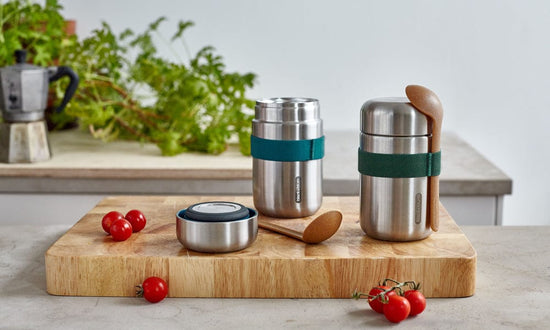 black + blum Food Storage Containers Stainless Steel Hot & Cold Food Flask 400ml - Olive Green - Black & Blum
