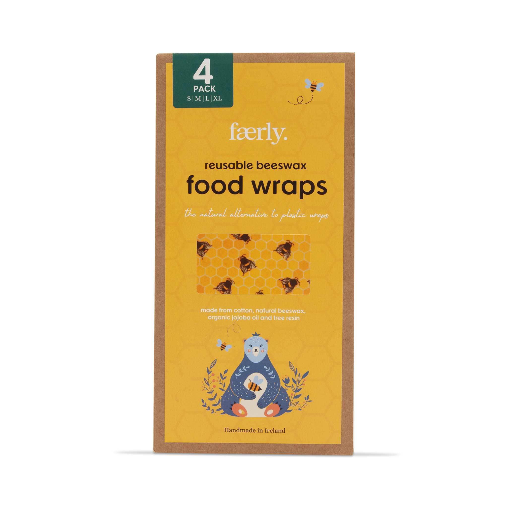 Beeswax Reusable Food Wraps Variety Pack of 4 Faerly