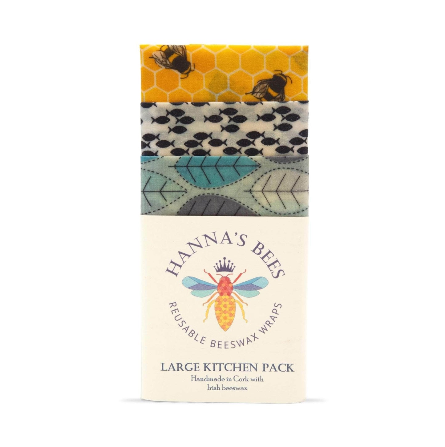 Hanna's Wraps Food Wrap Gold Bees & Fish Hanna's Beeswax Wraps - Large Kitchen 3-Pack