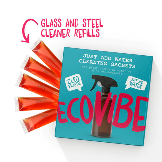 EcoVibe Glass Cleaners Plastic-Free Soluble Glass & Steel Cleaner - Apple & Mint - 5 Pack - EcoVibe