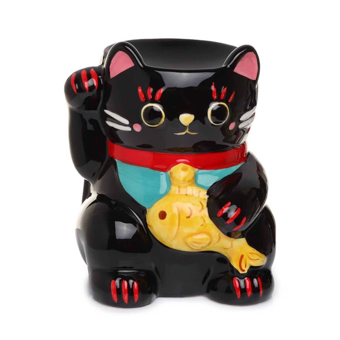 Puckator Home Fragrance Accessories Black Maneki Neko Lucky Cat Ceramic Oil Burner