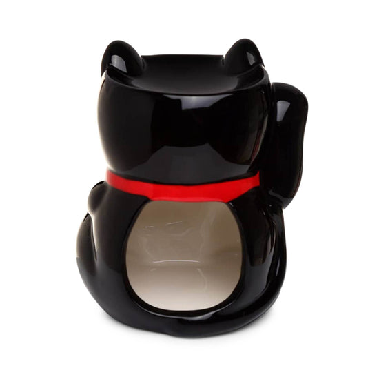 Load image into Gallery viewer, Puckator Home Fragrance Accessories Black Maneki Neko Lucky Cat Ceramic Oil Burner
