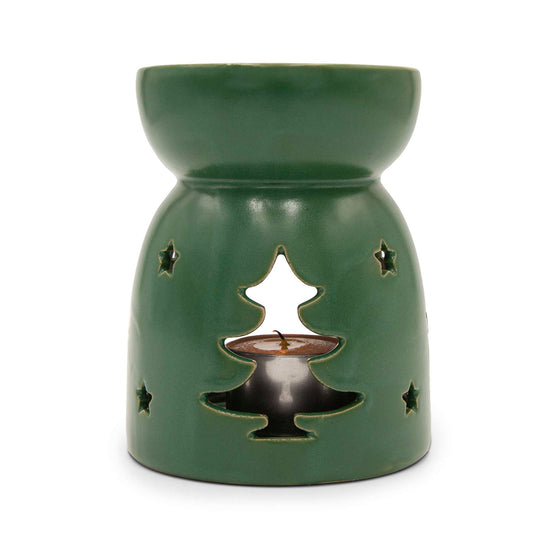 Eden Home Fragrance Accessories Green Christmas Tree Cut Out Ceramic Oil & Wax Burner