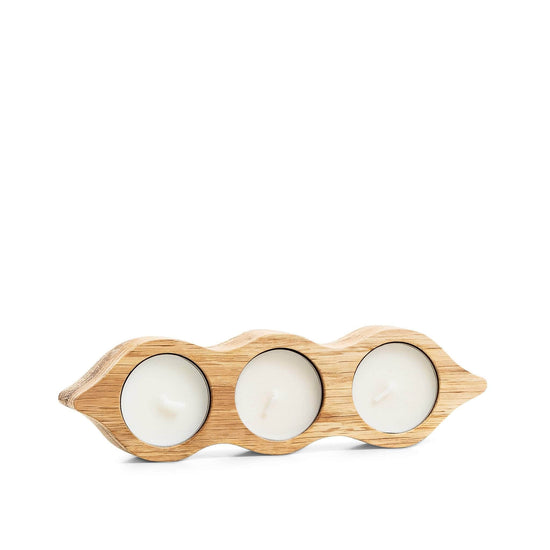 Load image into Gallery viewer, Sam agus Nessa Homewares 3-Candle Peas in a Pod Wooden Tealight Candle Holder- Sam agus Nessa
