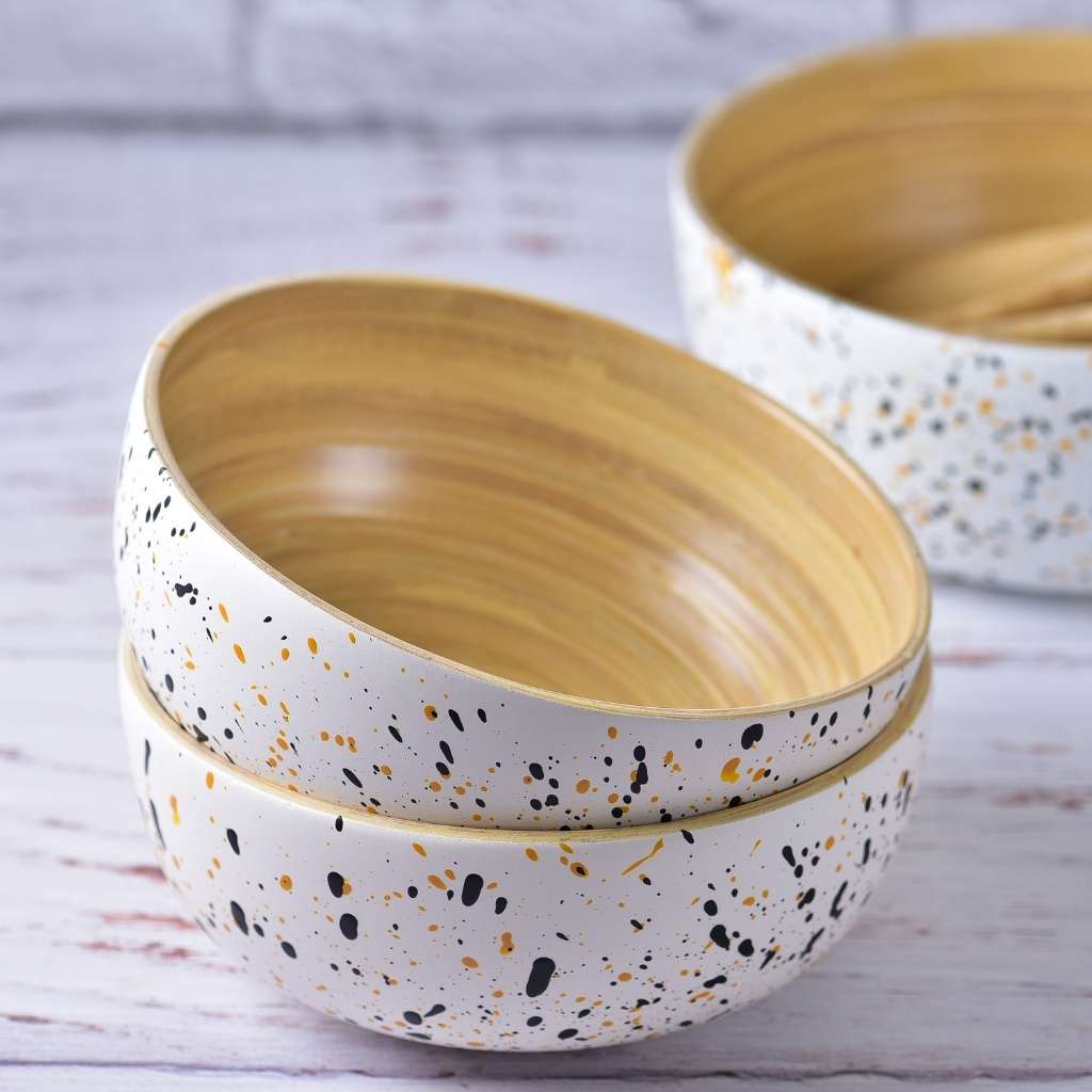 Jungle Culture Homewares Bamboo Snack & Dip Bowls | Set of 2 Bowls - 15cm Diameter