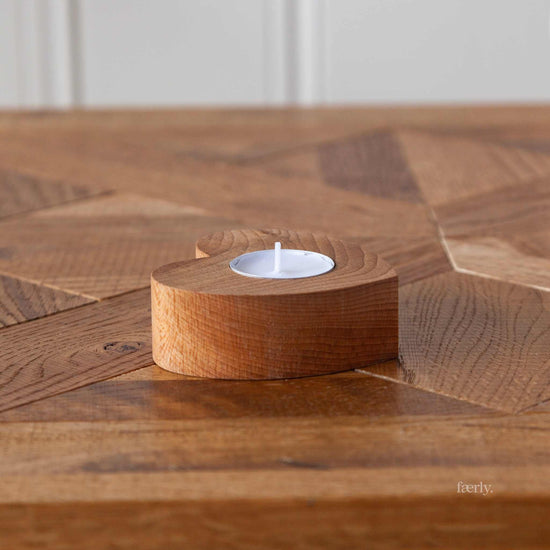 Load image into Gallery viewer, Sam agus Nessa Homewares Mo Chroí Wooden Tealight Candle Holder- Sam agus Nessa
