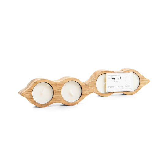 Load image into Gallery viewer, Sam agus Nessa Homewares Peas in a Pod Wooden Tealight Candle Holder- Sam agus Nessa
