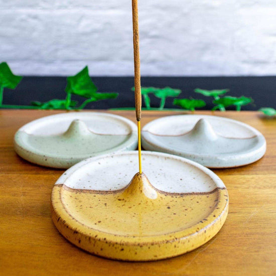 Castoe Pots Incense Ceramic Incense Holder - Two Colour Block Speckled Glaze - Handmade by Castoe Pots