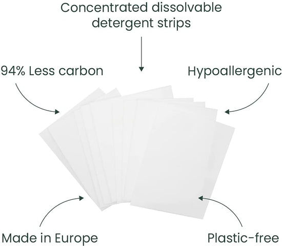 EcoVibe Laundry Detergent 32 Dissolvable Non-bio Laundry Detergent Strips - Fresh Linen - EcoVibe