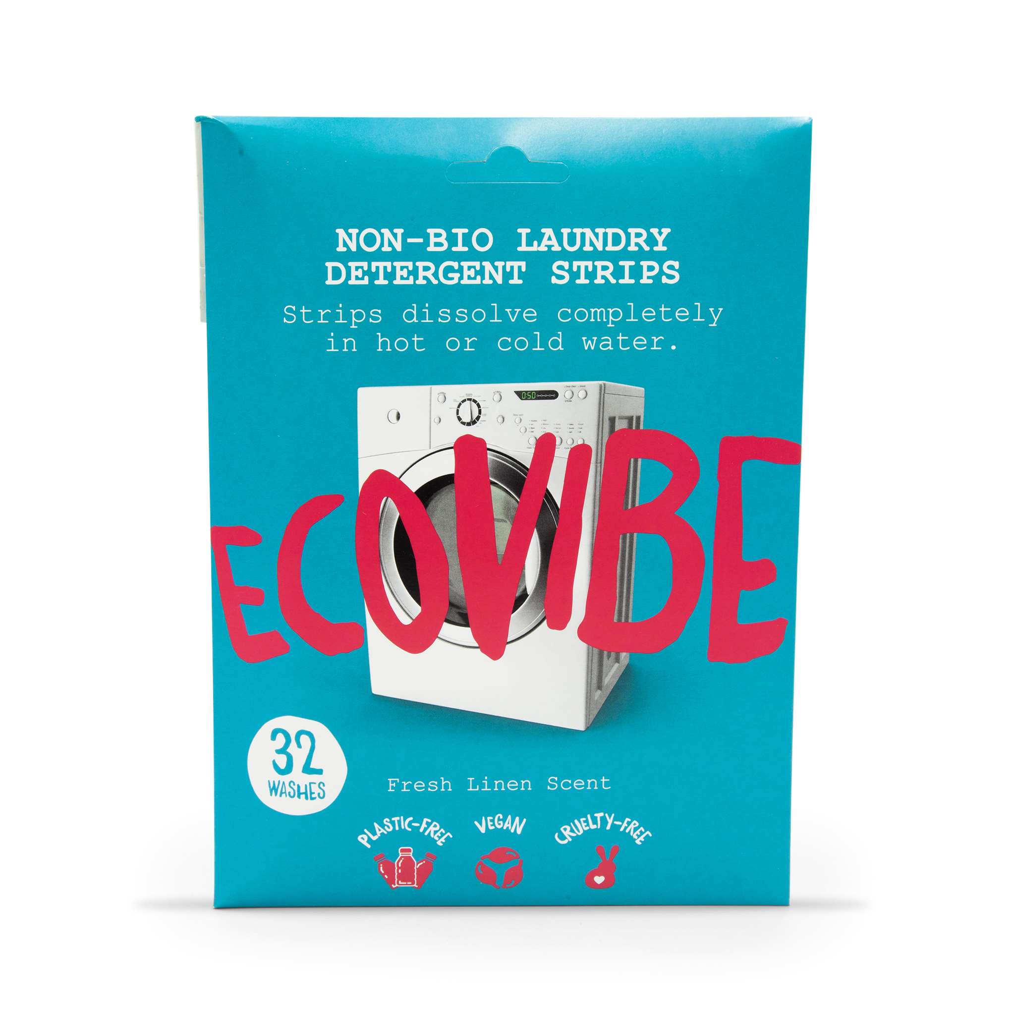 32 Dissolvable Nonbio Laundry Detergent Strips Fresh Linen EcoVib