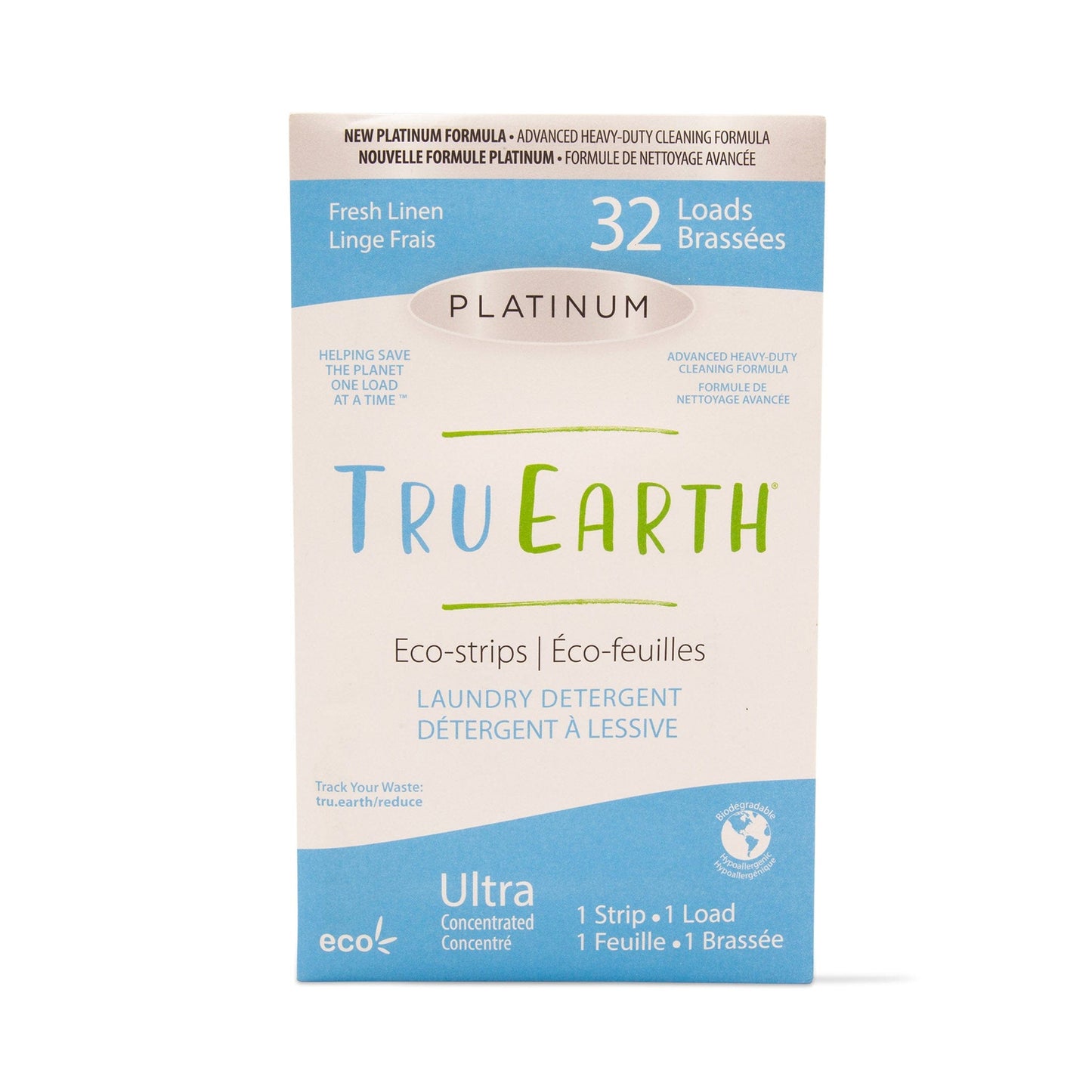 Tru Earth Laundry Detergent Tru Earth Platinum Heavy Duty Laundry Eco Strips - Fresh Linen - 32 Loads