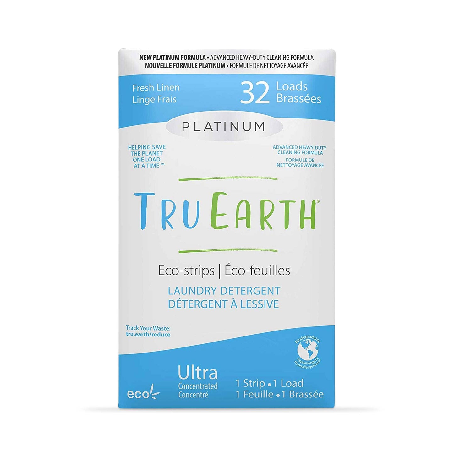 Tru Earth Laundry Detergent Tru Earth Platinum Heavy Duty Laundry Eco Strips - Fresh Linen - 32 Loads