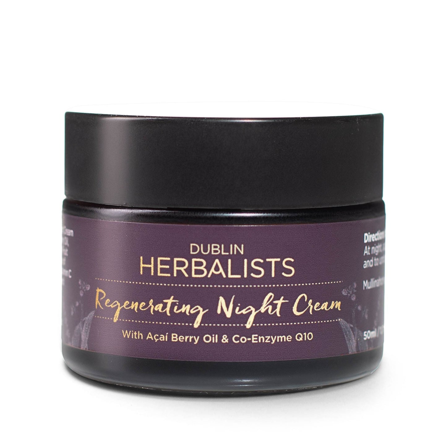 Dublin Herbalists Lotion & Moisturizer Regenerating Anti Ageing Night Cream For Over 30s - With Açai Berry Oil & Co-Enzyme Q10- 50ml -  Dublin Herbalists