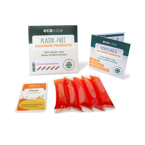 EcoVibe Multi-surface Cleaners Plastic-Free Soluble Floor Cleaner Sachets - Sandalwood - 5 Pack - EcoVibe