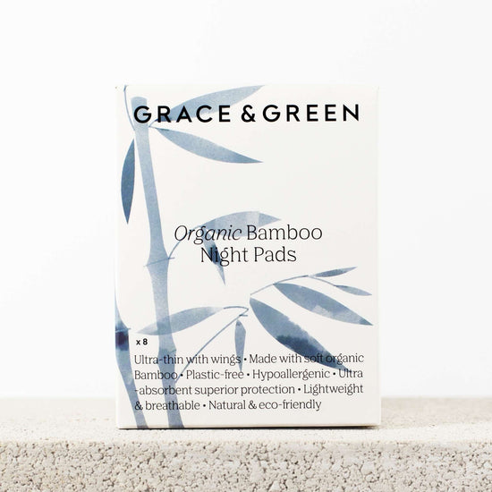 Grace & Green Period Products Night Pads Organic Bamboo Pads - Ultra-thin with Wings - Grace & Green