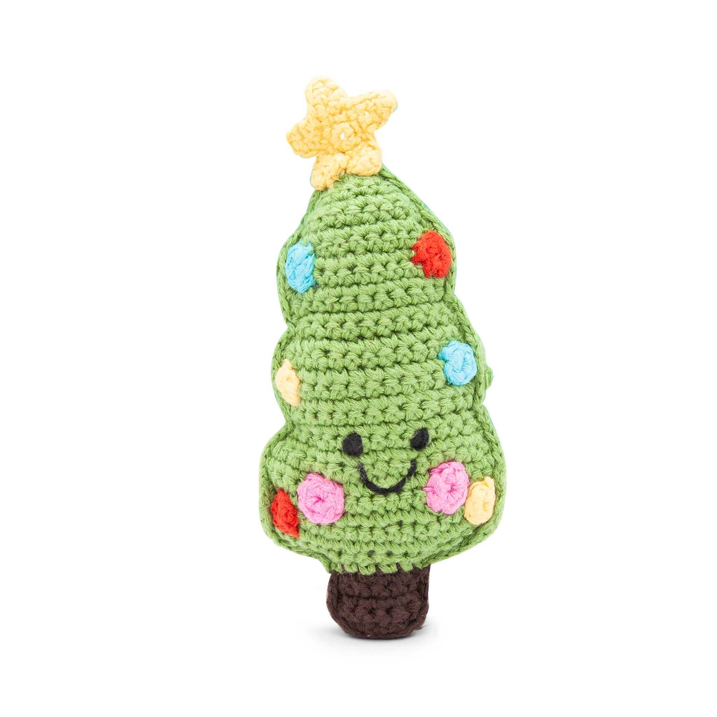 Load image into Gallery viewer, Pebblechild Rattles Fairtrade Crochet Rattle - Friendly Christmas Tree
