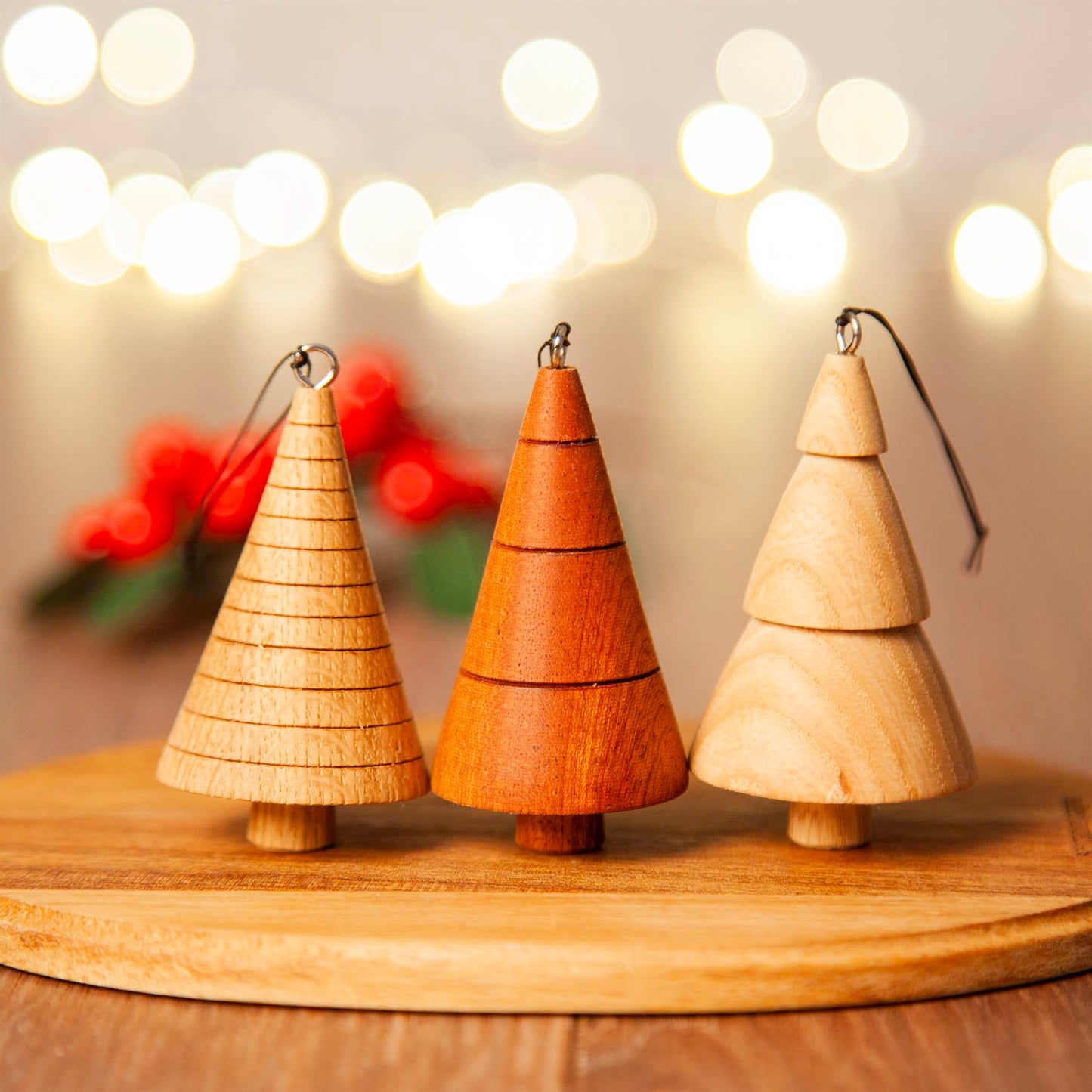 Coolree Design Seasonal & Holiday Decorations Wooden Christmas Tree Decorations - Set of Three - Coolree Design