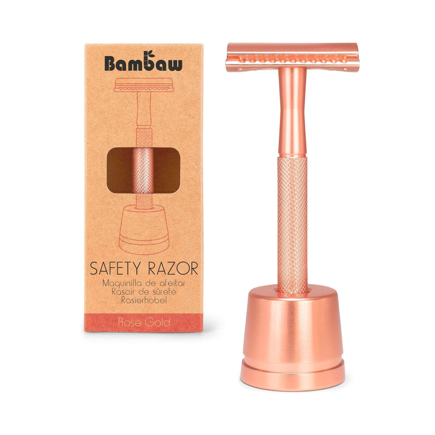 Bambaw Shaving Accessories Rose Gold Bambaw Stainless Steel Safety Razor + Stand