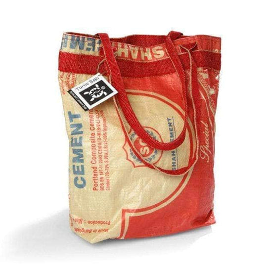 Load image into Gallery viewer, Turtle Bags Shopping Bags Red Recycled Cement Bag Tote - Turtle Bags
