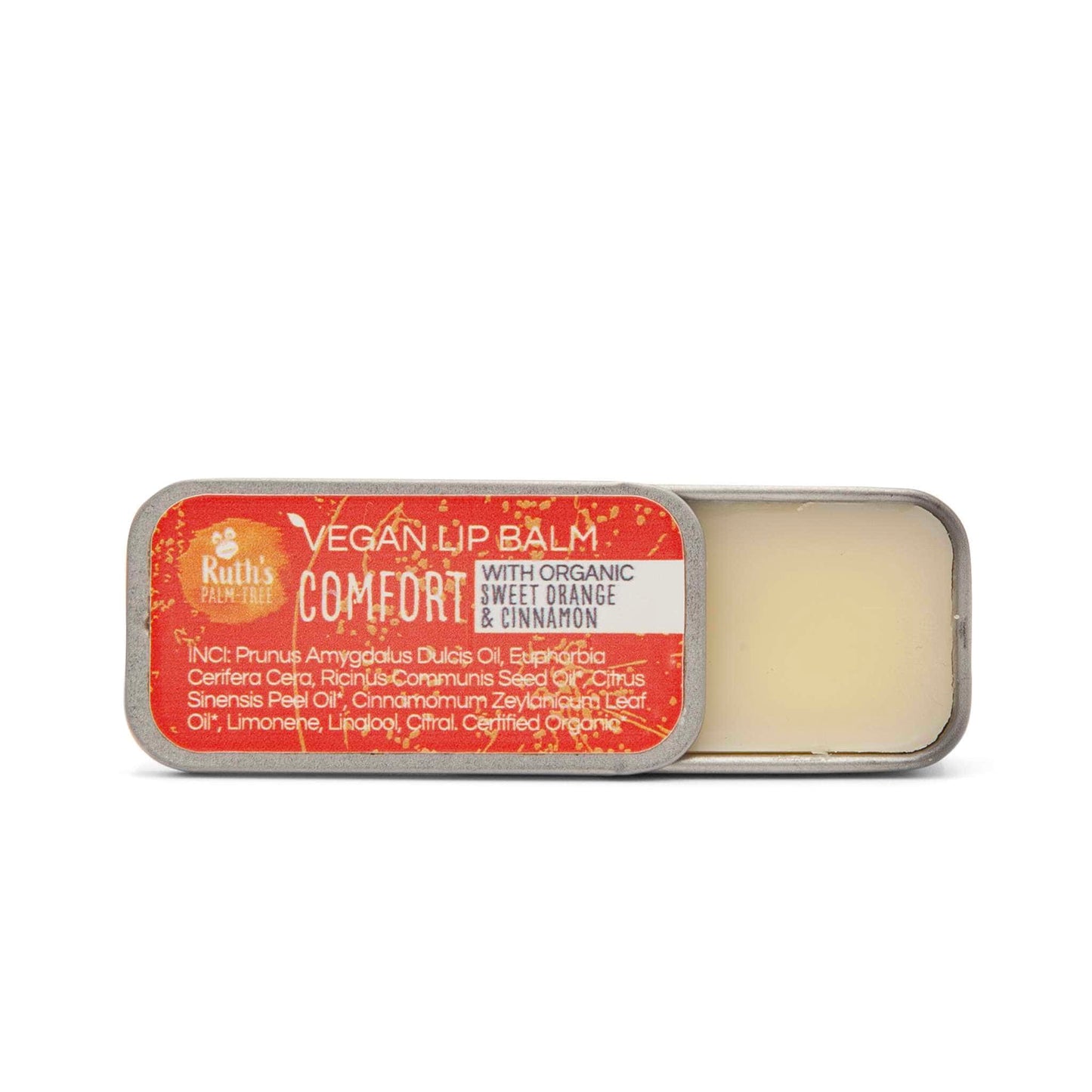 Ruth's Palm Free Skincare Comfort - Vegan - Org Sweet Orange & Cinnamon Ruth's Palm Free Vegan Lip Balm - 7g