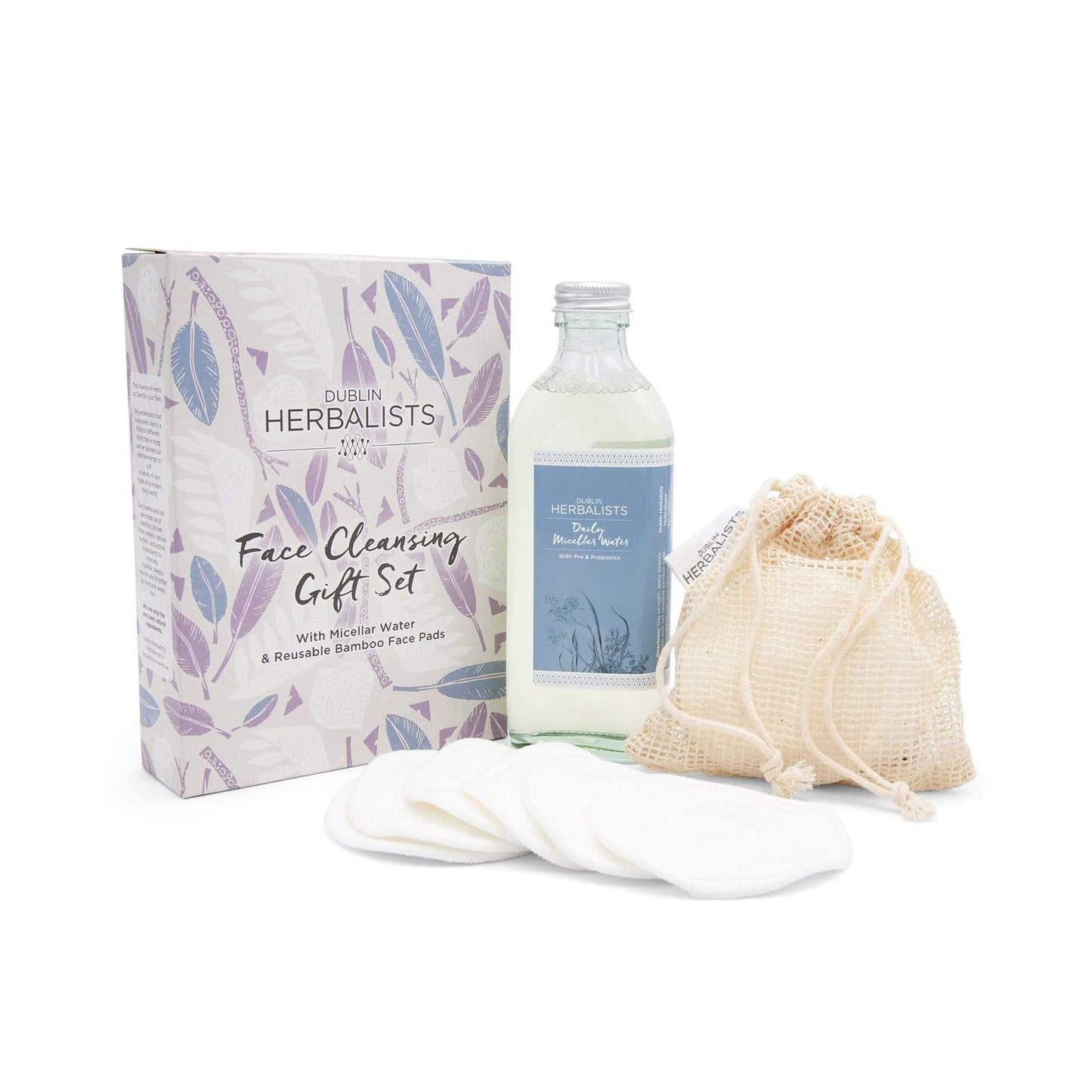 Dublin Herbalists Skincare Face Cleansing Gift Set with Micellar Water & Reusable Bamboo Face Pads - Dublin Herbalists