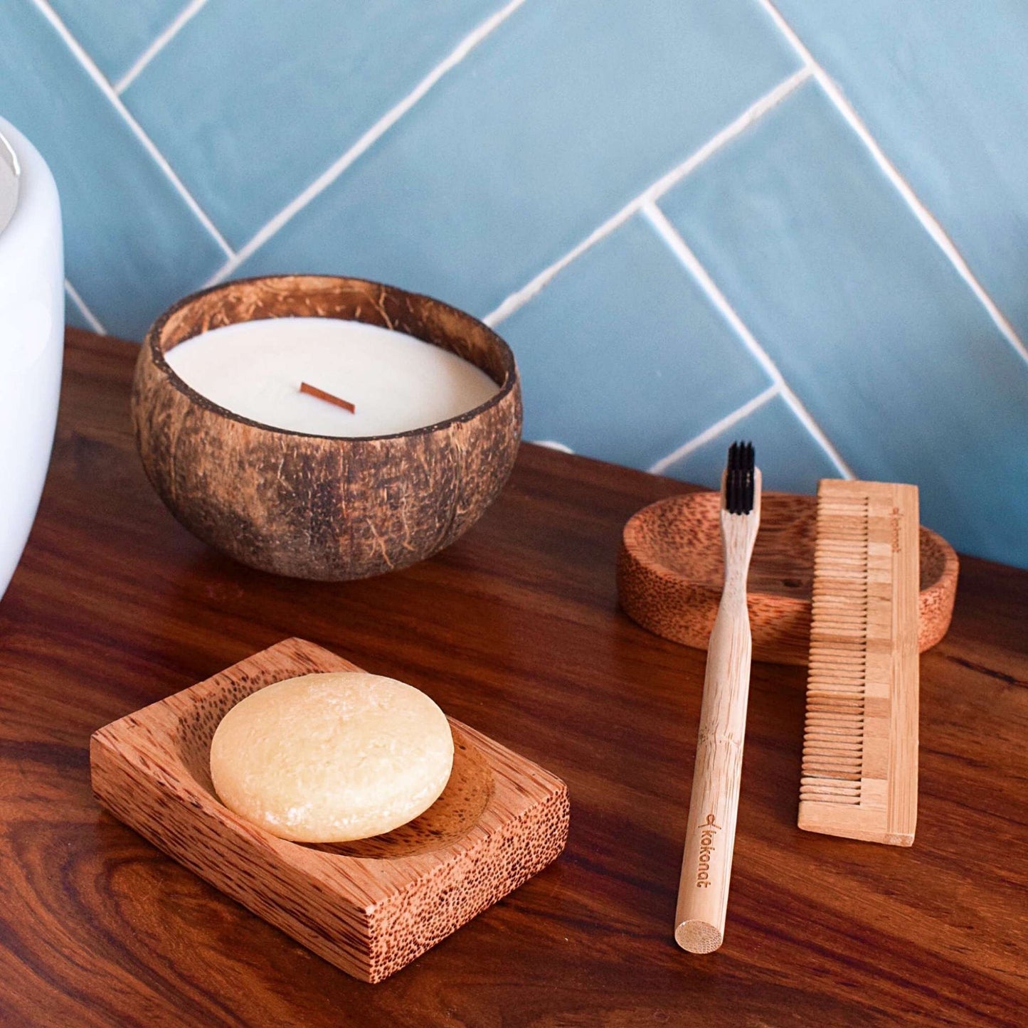 Kokonat Soap Dishes & Holders Coconut Wood Soap Dish - Rectangle