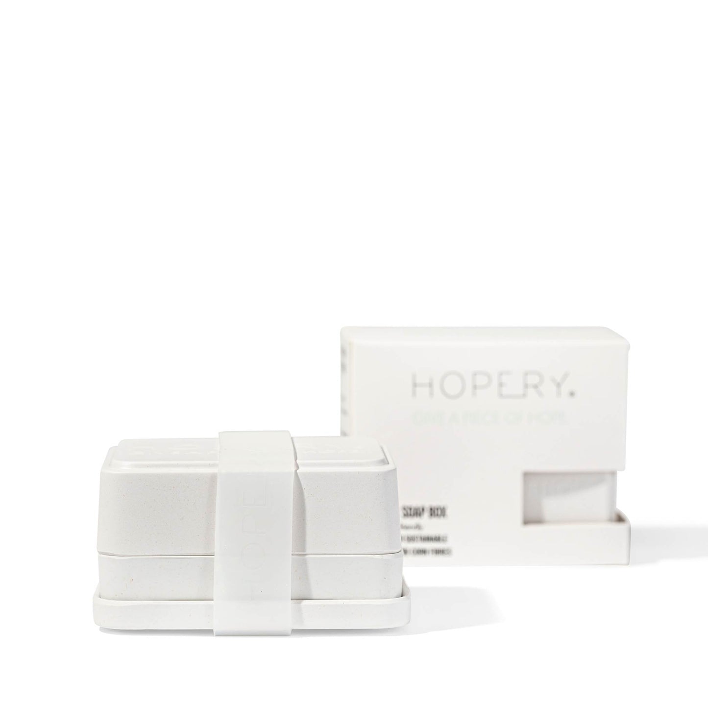 Hopery Soap Dishes & Holders White 3 in 1 Soap Case - Made from Bamboo & Corn - Hopery