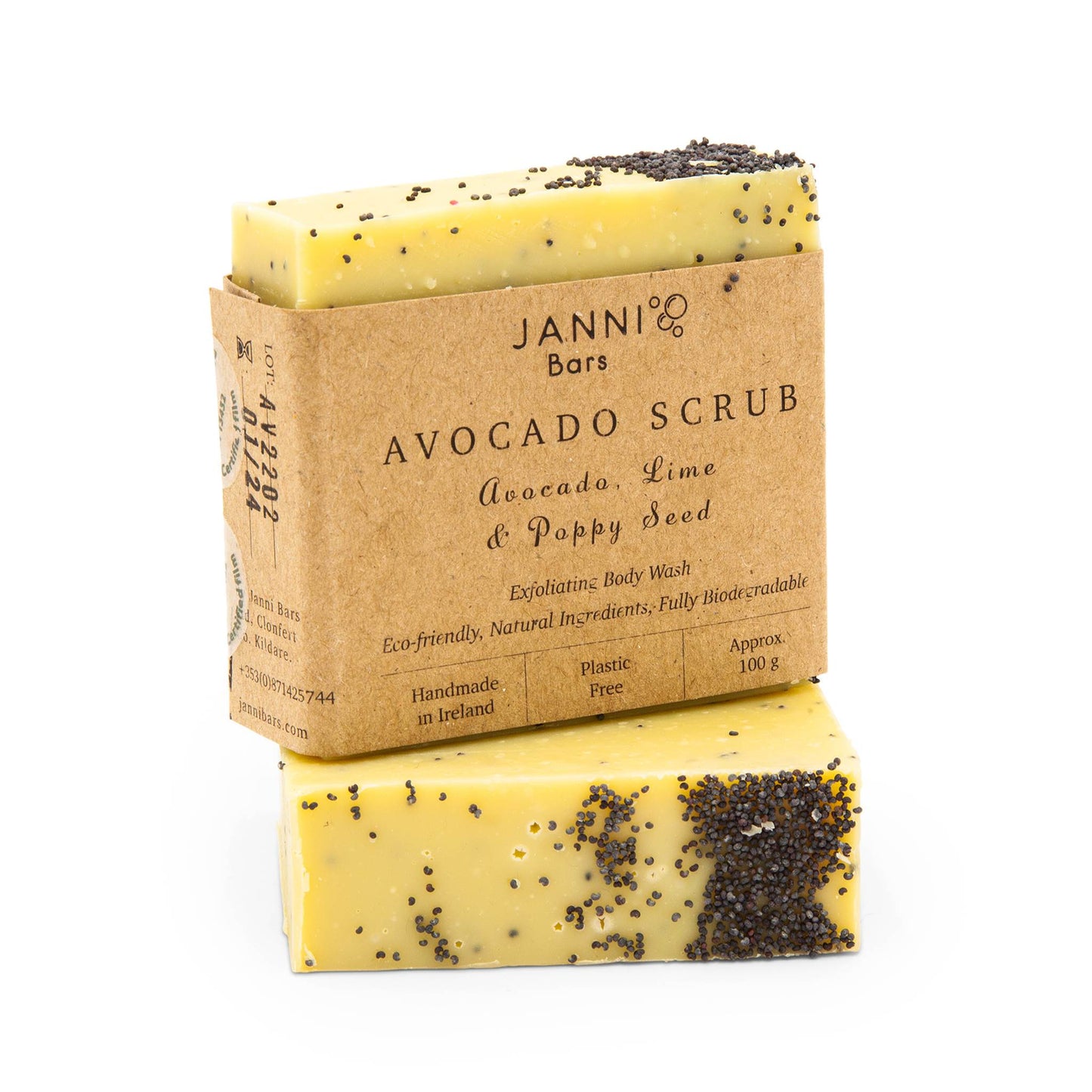 Load image into Gallery viewer, Janni Bars Soap Janni Bars Cold Pressed Soap - Avocado &amp;amp; Lime Hand &amp;amp; Body Scrub Bar
