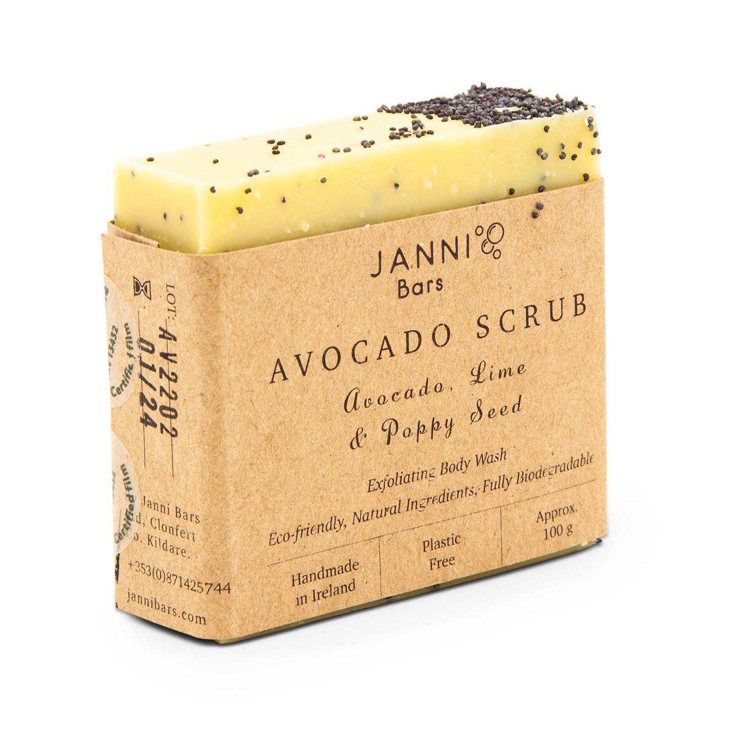 Janni Bars Soap Janni Bars Cold Pressed Soap - Avocado & Lime Hand & Body Scrub Bar