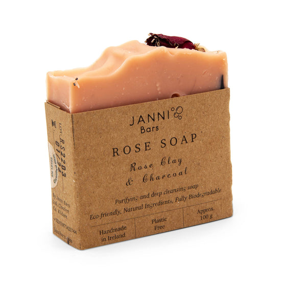 Load image into Gallery viewer, Janni Bars Soap Rose Clay &amp;amp; Charcoal Cold Pressed Soap - Janni Bars
