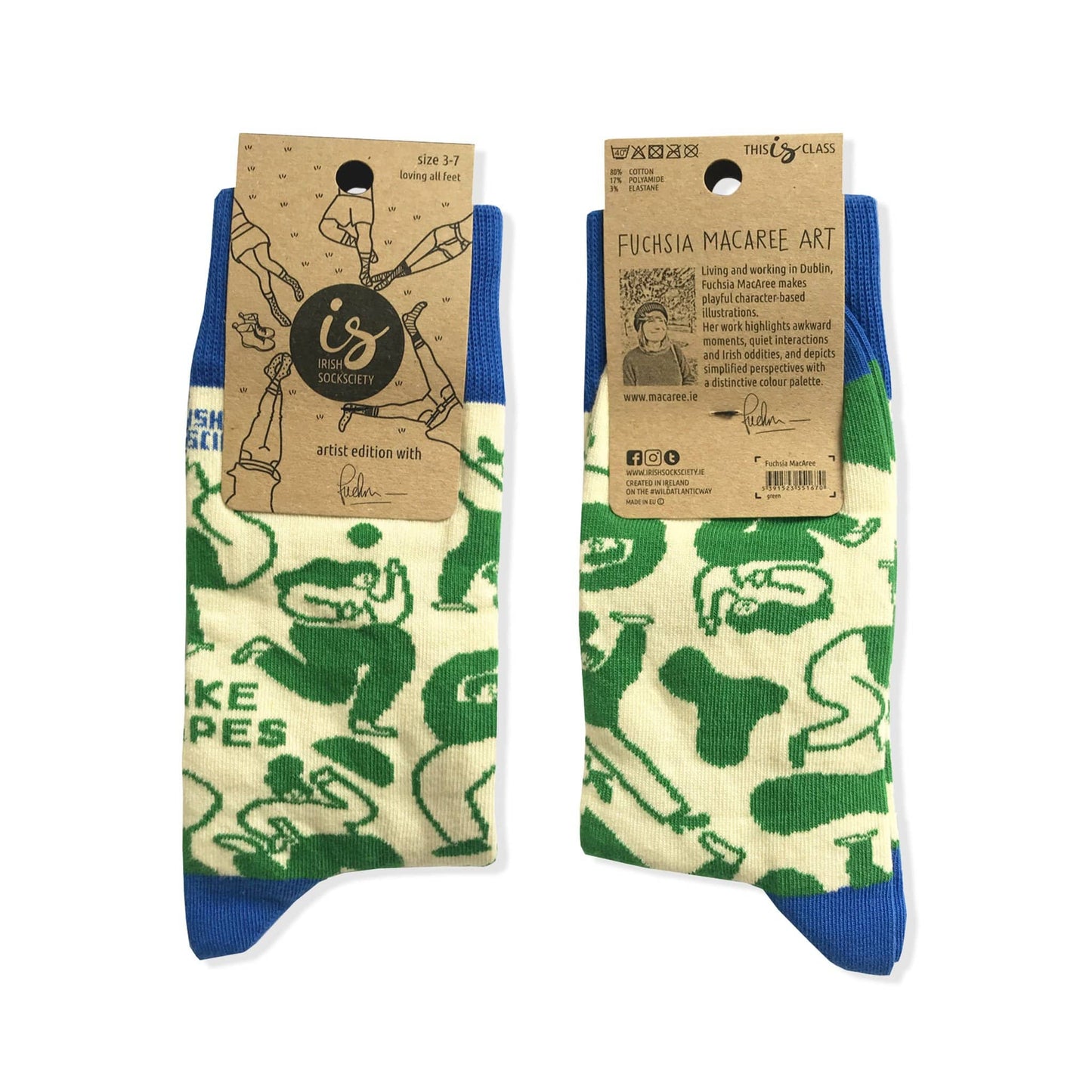 Irish Socksciety Socks Artist Edition - Fuchsia MacAree Socks Green - Irish Socksciety