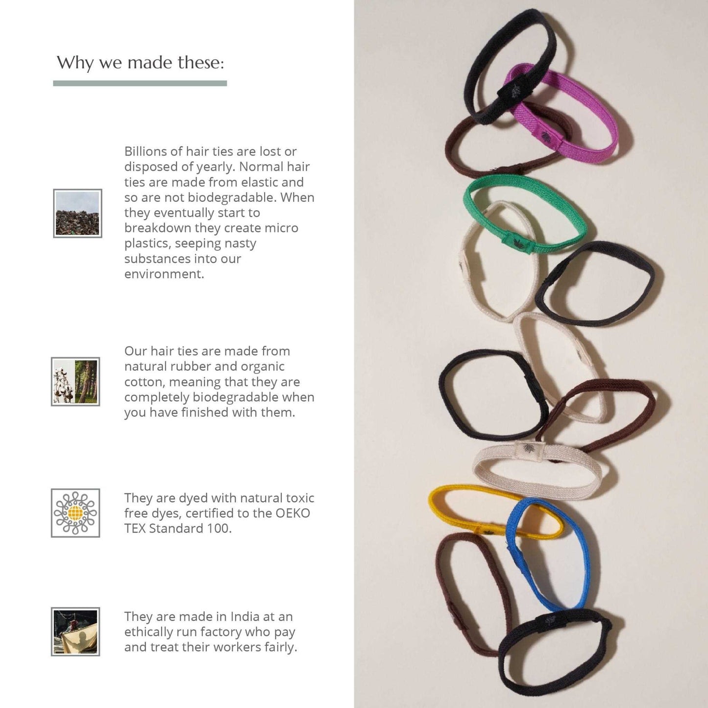 Wild & Stone Straws Plastic Free Hair Ties - Pack of 6 - Wild & Stone