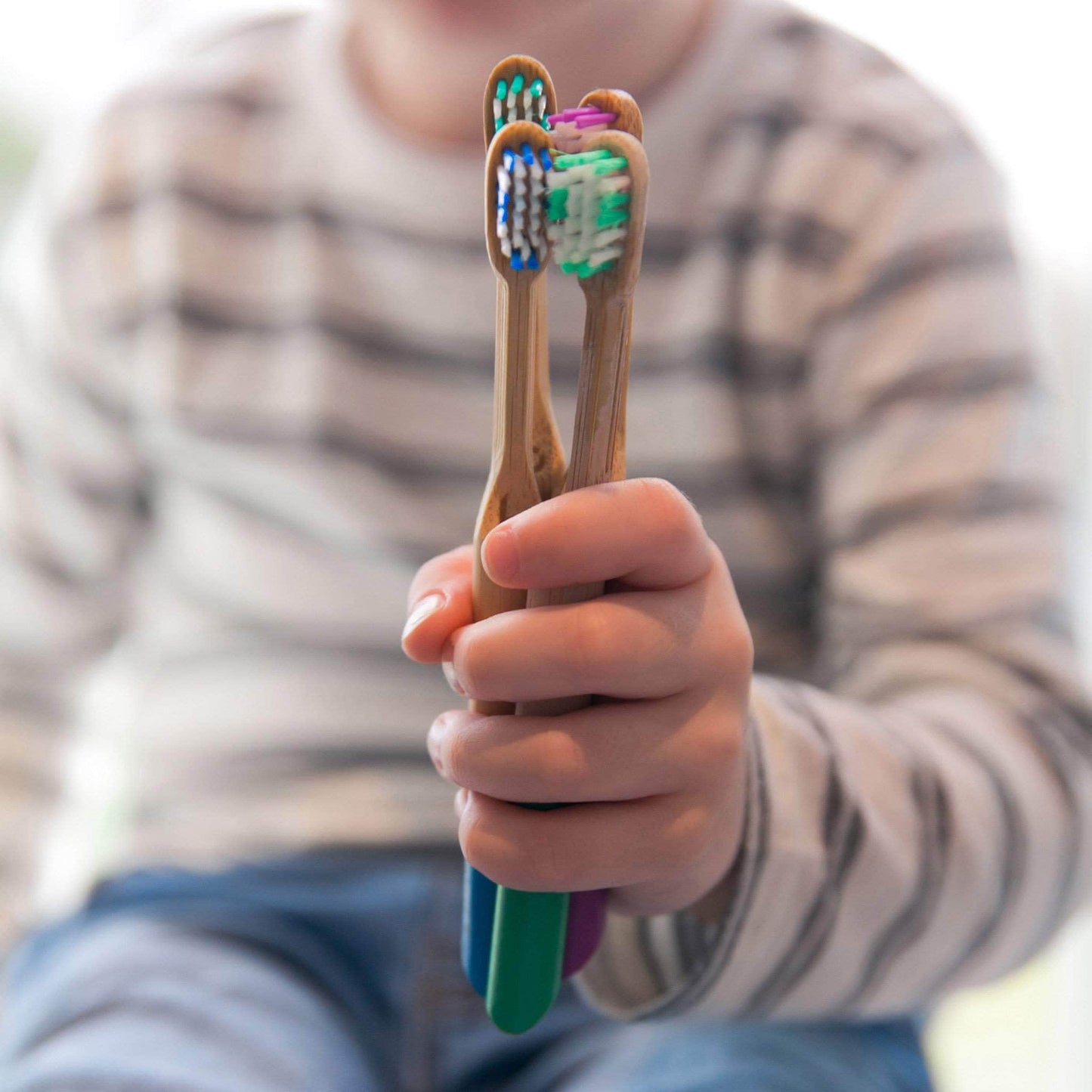 Load image into Gallery viewer, Bambooth Toothbrush Bamboo Toothbrush Kids Bambino - Forest Green
