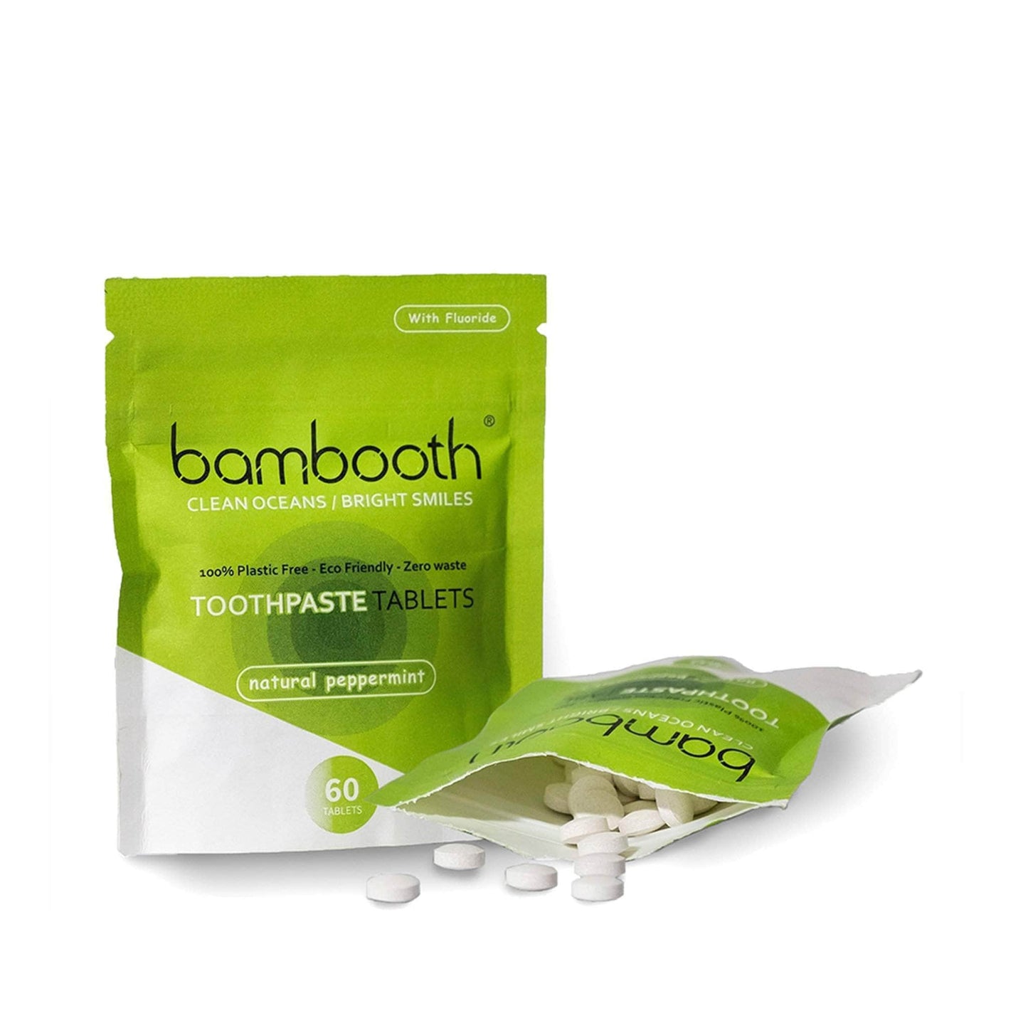 Bambooth Toothpaste Toothpaste Tablets - 60 Peppermint Tabs with Flouride - Bambooth