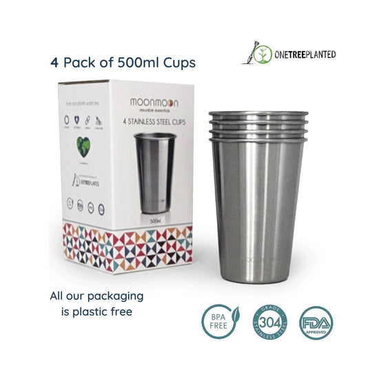 Faerly Travel Cups Stainless Steel Cups -  4 Set of 500ml Tumblers